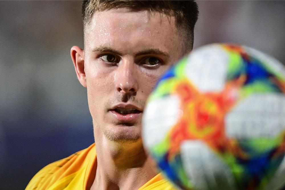 Englandu00e2u20acu2122s goalkeeper Dean Henderson eyes the ball during the Group C match of the U21 European Football Championships between England and France at the Dino-Manuzzi stadium in Cesena June 18, 2019. u00e2u20acu201d AFP pic