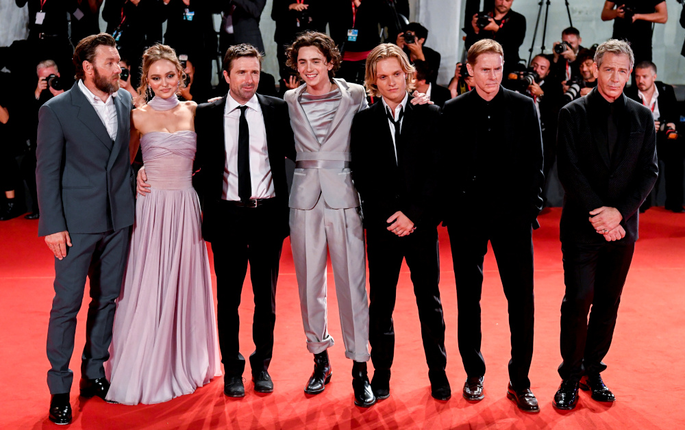Actors Joel Edgerton, Lily-Rose Depp, Timothee Chalamet, Tom Glynn-Carney, Sean Harris and Ben Mendelsohn pose with Director David Michod at the 76th Venice Film Festival September 2, 2019. u00e2u20acu201d Reuters pic