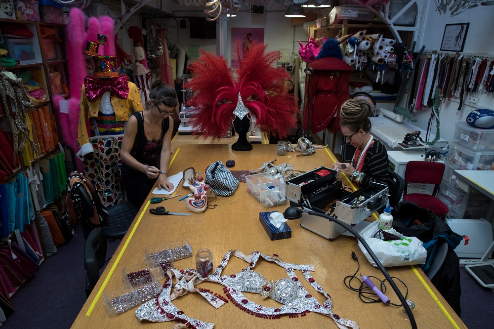 Women work inside a workshop at Moulin Rouge in Paris September 4, 2018. — Reuters pic