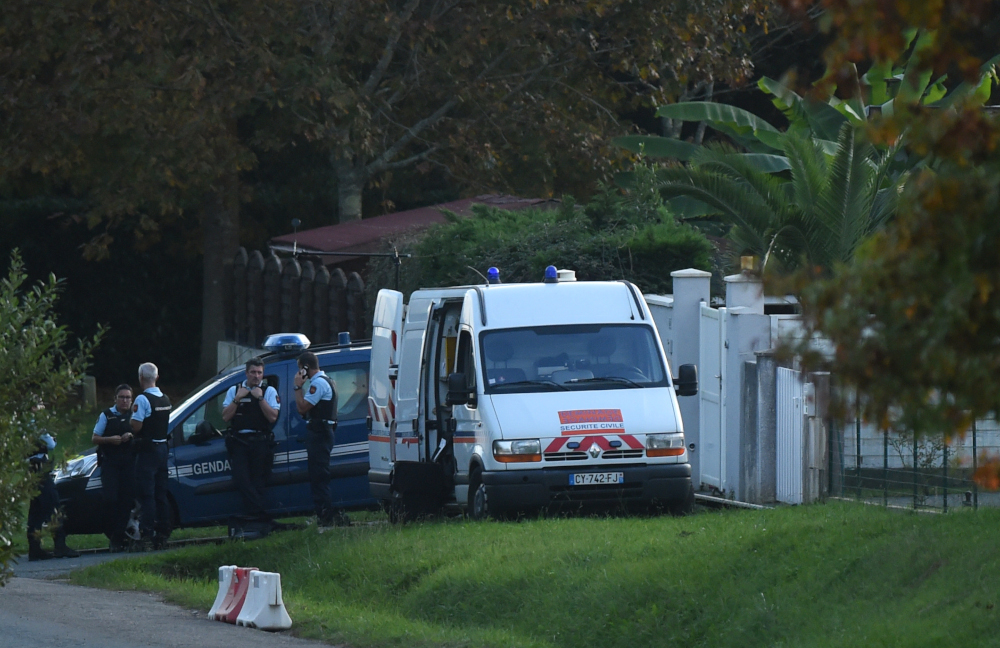 French gendarme officers stand during a search at the house of Claude Sinke in Saint-Martin-de-Seignanx, southwestern France, October 28, 2019. u00e2u20acu201d AFP pic