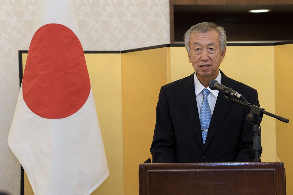 Japan's Ambassador to Malaysia Dr Makio Miyagawa addressing his speech at the ceremony receiving u00e2u20acu02dcThe Order of the Rising Sunu00e2u20acu2122, Gold Rays with Neck Ribbon at Japanese Ambassador Official Residence in Kuala Lumpur September 30, 2019. u00e2u20acu201d Bernama pic