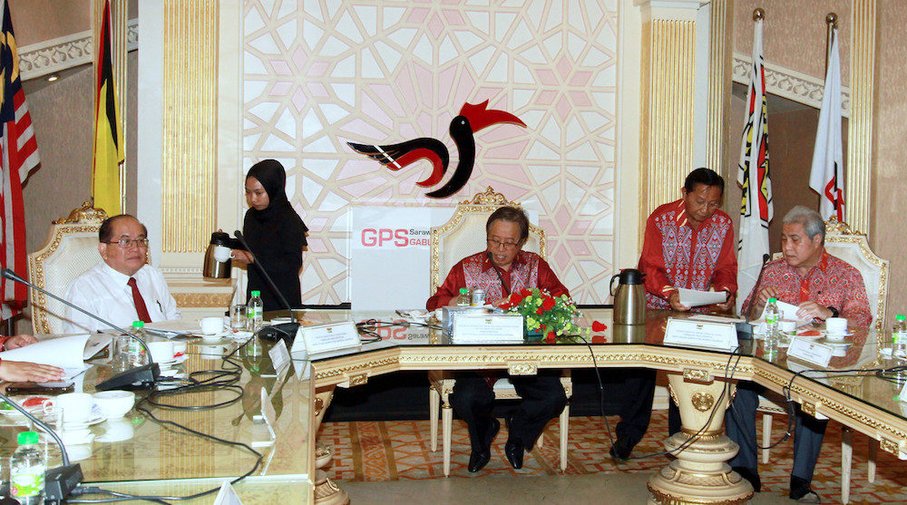 Datuk Patinggi Abang Johari Openg chairs a PBB supreme council meeting at the party headquarters in Kuching October 24, 2019. u00e2u20acu201d Bernama pic