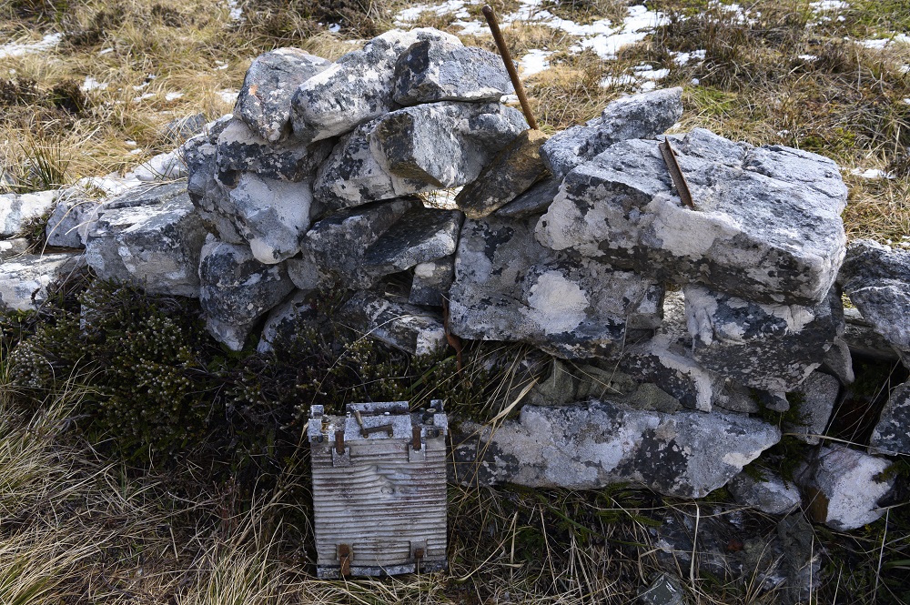 War memorabilia left on the battlefield is seen at the top of Mount Harriet during a visit by British veterans on October 8, 2019 to the scene of fighting against invading Argentine soldiers during the 1982 Falklands War. u00e2u20acu201d AFP pic