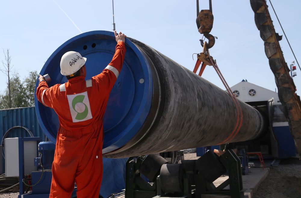 A worker puts a cap to a pipe at the construction site of the Nord Stream 2 gas pipeline, near the town of Kingisepp, Leningrad region, Russia, June 5, 2019. u00e2u20acu201d Reuters pic