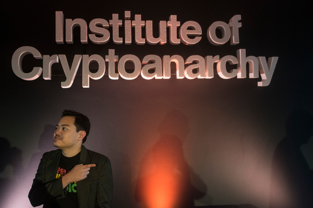 Cryptocurrency, freedom and open source advocate and former digital nomad Travin Keith gestures during the start of the 6th Annual Hackers Congress Paralelni Polis October 4, 2019 in Prague. u00e2u20acu201d AFP pic 