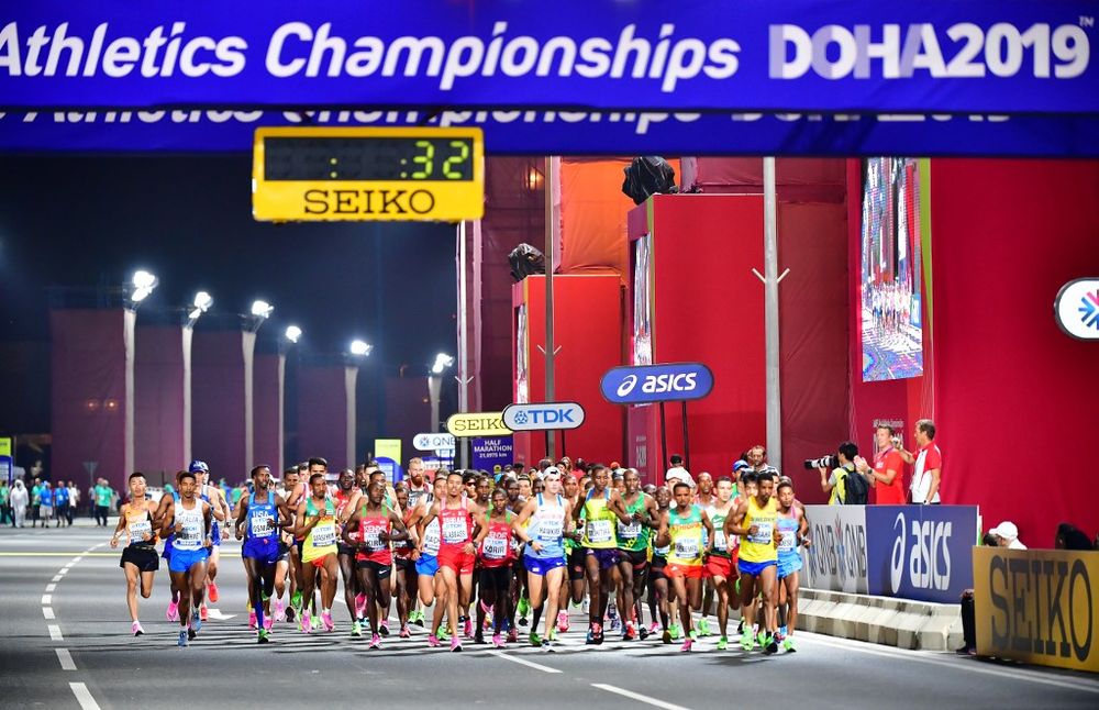 Athletes compete in the Menu00e2u20acu2122s Marathon at the 2019 IAAF Athletics World Championships in Doha in the night between October 5, 2019 and October 6, 2019. u00e2u20acu201d AFP pic