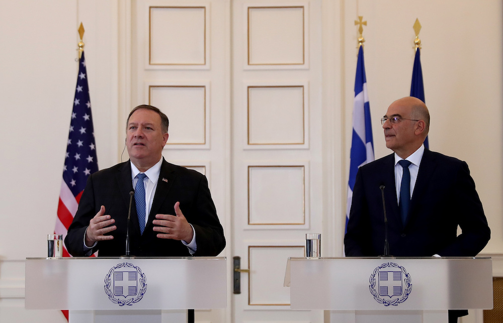 US Secretary of State Mike Pompeo and Greek Foreign Minister Nikos Dendias attend a news conference following their meeting at the Foreign Ministry in Athens, Greece, October 5, 2019. u00e2u20acu2022 Reuters pic