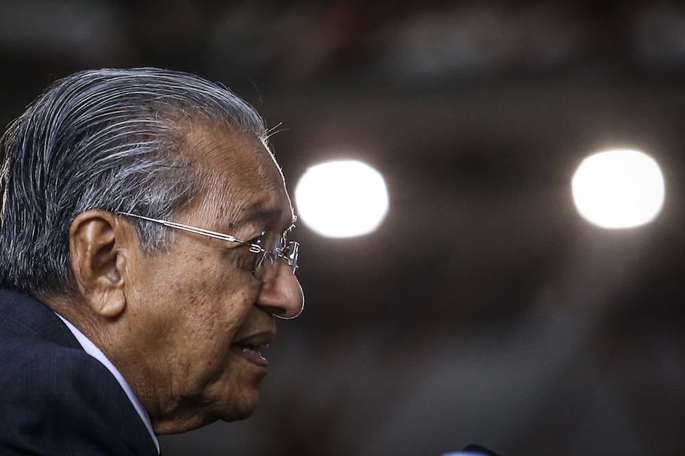 Prime Minister Tun Dr Mahathir Mohamad arrives for the launch of the National Transport Policy 2019-2030 at KL Sentral in Kuala Lumpur October 17, 2019. u00e2u20acu201d Picture by Hari Anggara