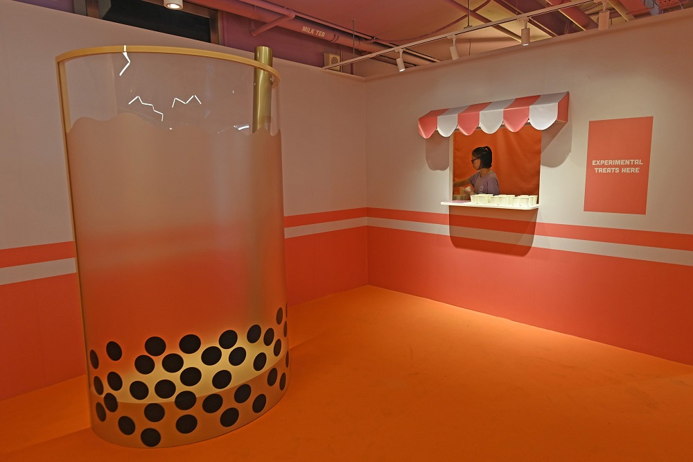 An installation is displayed in The Bubble Tea Factory experience created by the El Masnou collective during a preview in Singapore October 15, 2019. — AFP pic