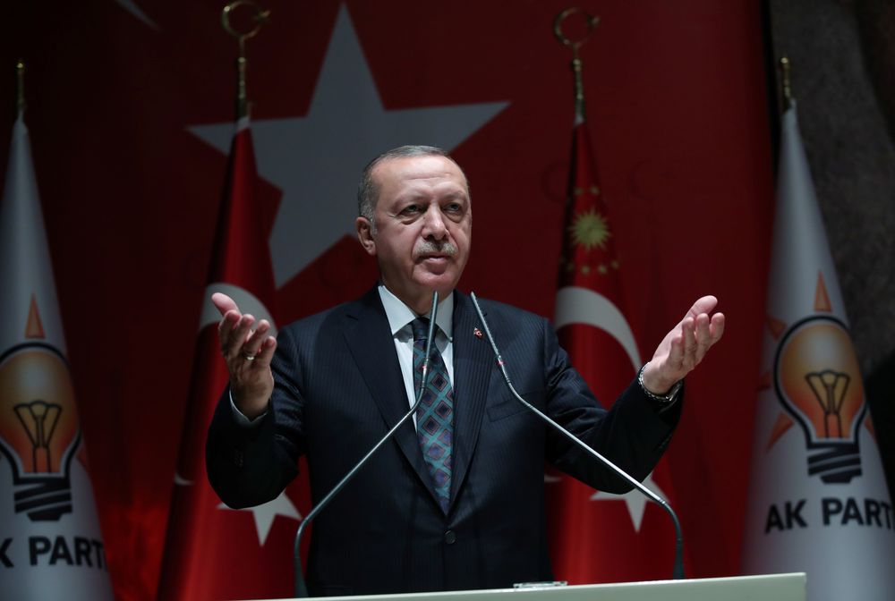 Turkish President Tayyip Erdogan attends a meeting of his ruling AK Party in Ankara, Turkey, October 10, 2019. u00e2u20acu201d Murat Kula/Presidential Press Office/Handout via Reuters