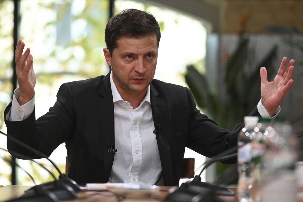 Ukrainian President Volodymyr Zelensky speaks to media during his day-long media marathon at the Kievu00e2u20acu2122s food court October 10, 2019. u00e2u20acu201d AFP pic
