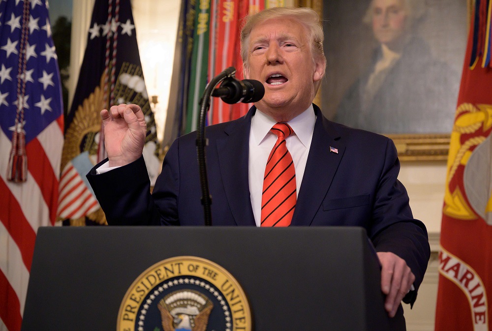 US President Donald Trump makes a major announcement at the White House in Washington October 27, 2019. u00e2u20acu201d AFP pic  