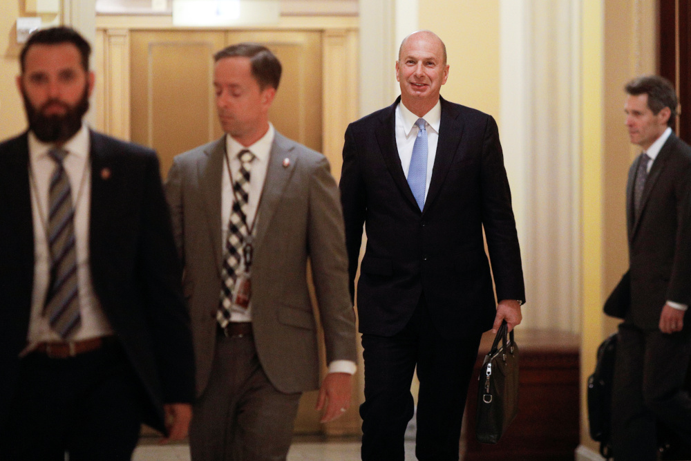 US Ambassador to the European Union Gordon Sondland arrives on Capitol Hill before testifying to congress behind closed doors, as part of the impeachment inquiry in Washington, US, October 17, 2019. u00e2u20acu201d Reuters pic
