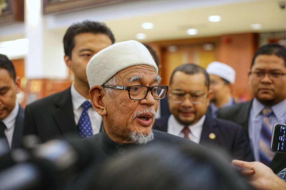 Datuk Seri Abdul Hadi Awang speaks to reporters at Parliament October 15, 2019. u00e2u20acu201d nPicture by Ahmad Zamzahurin