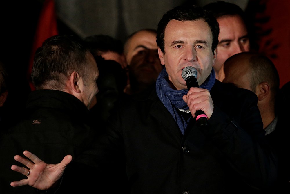 Albin Kurti, leader of the Self-Determination movement (Vetevendosje party), speaks to supporters after preliminary results of the parliamentary election in Pristina, Kosovo October 7, 2019. u00e2u20acu201d Reuters pic 