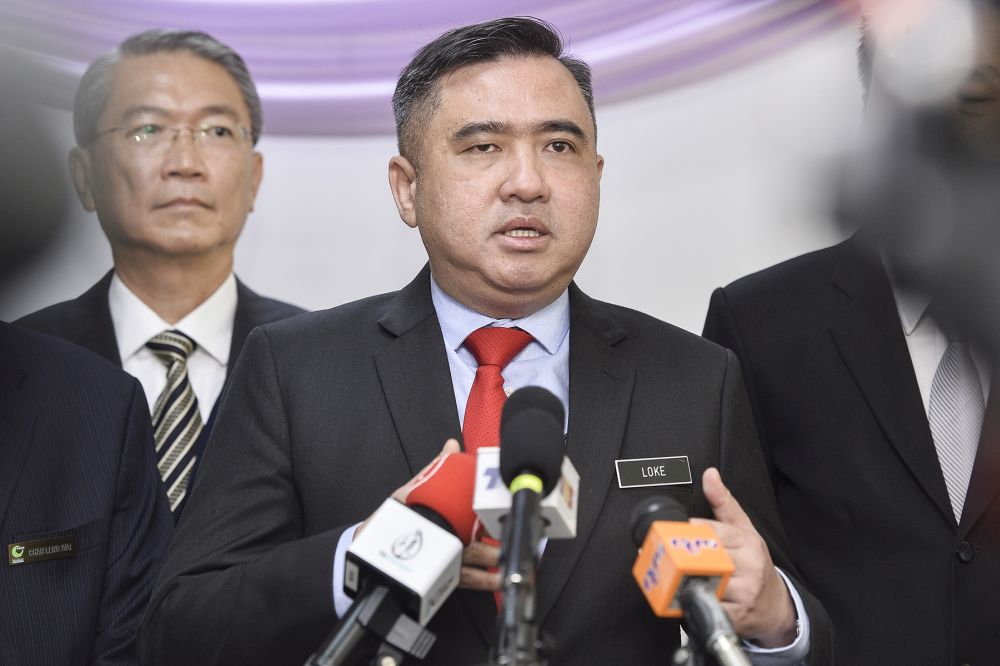 Transport Minister Anthony Loke gives a speech during the launch of the Port Klang Free Zone Transformation Master Plan in Port Klang October 23,2019. u00e2u20acu201d Picture by Miera Zulyana