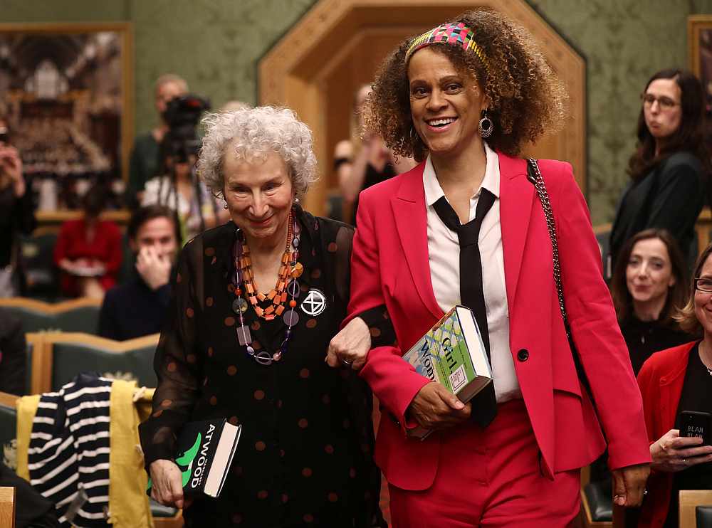 Margaret Atwood (left) and Bernardine Evaristo jointly win the Booker Prize for Fiction 2019 at the Guildhall in London October 14, 2019. u00e2u20acu201d Reuters pic