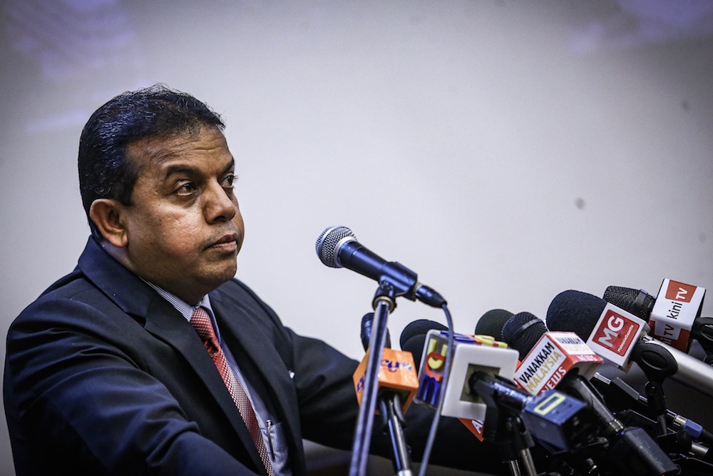 Principal assistant director of the Counter-Terrorism Division (E8) of the Special Branch Datuk Ayob Khan Mydin Pitchay addresses a press conference at Bukit Aman in Kuala Lumpur October 10, 2019. u00e2u20acu201d Picture by Hari Anggara