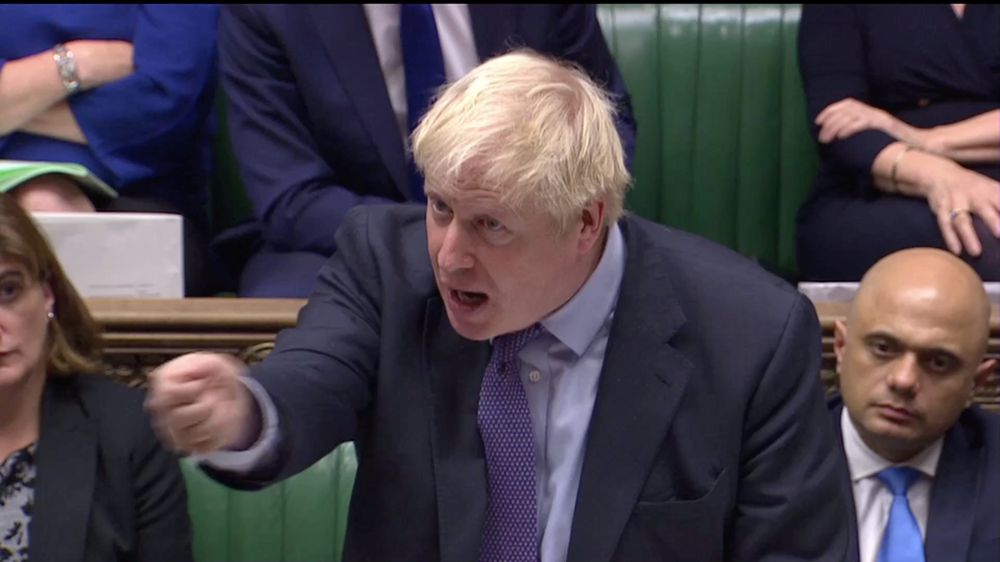 Britainu00e2u20acu2122s Prime Minister Boris Johnson speaks at the House of Commons as parliament debates on Withdrawal Agreement bill, in London, October 22, 2019, in this screen grab taken from video. u00e2u20acu201d Parliament TV via Reuters