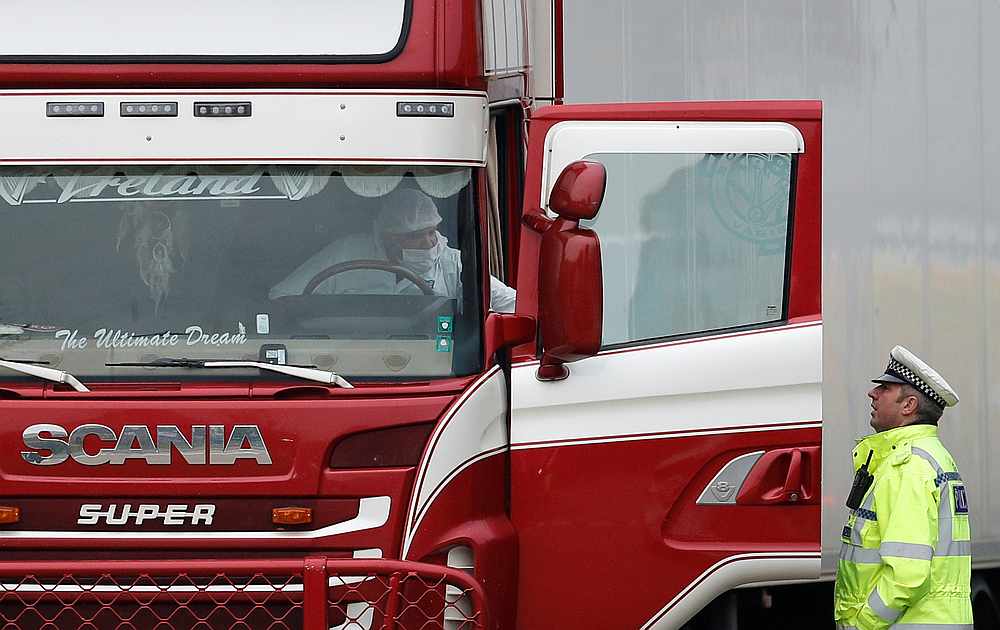 Police move the lorry container where bodies were discovered, in Grays, Essex, Britain October 23, 2019. u00e2u20acu201d Reuters pic