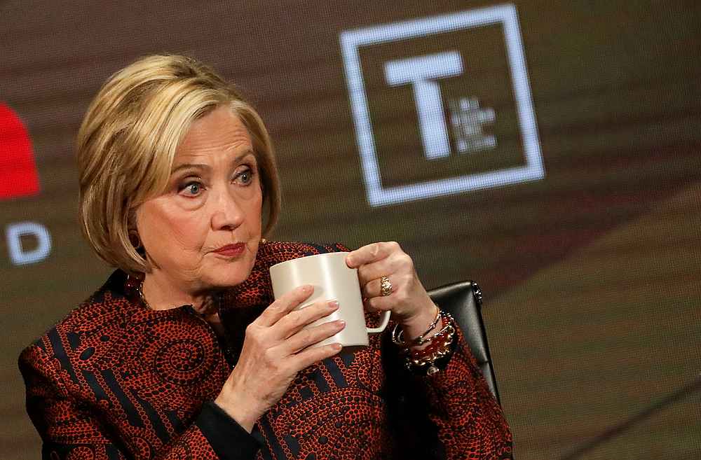 Former Secretary of State Hillary Clinton appears on stage at the Women In The World Summit in New York April 12, 2019. u00e2u20acu201d Reuters pic 