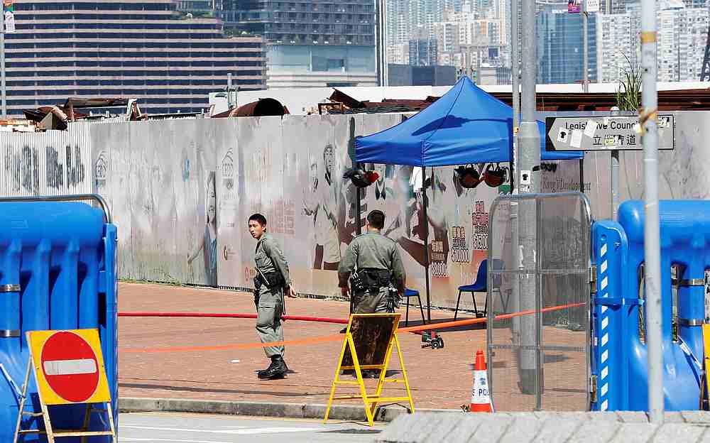 Police officers stand guard outside the Legislative Council Complex, in central Hong Kong October 15, 2019. u00e2u20acu201d Reuters pic