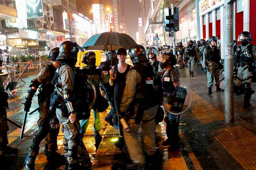 Riot police detain a protester during an anti-government rally in central Hong Kong October 6, 2019. u00e2u20acu201d Reuters pic