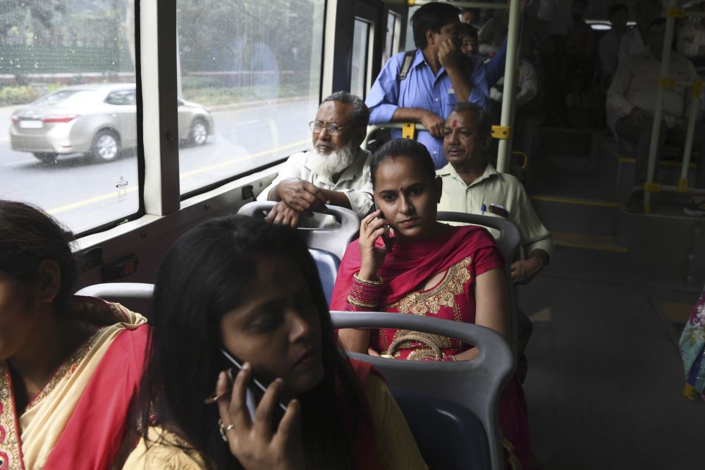 Women travel in a Delhi Transport Corporation bus in New Delhi on October 29, 2019. u00e2u20acu201d AFP pic