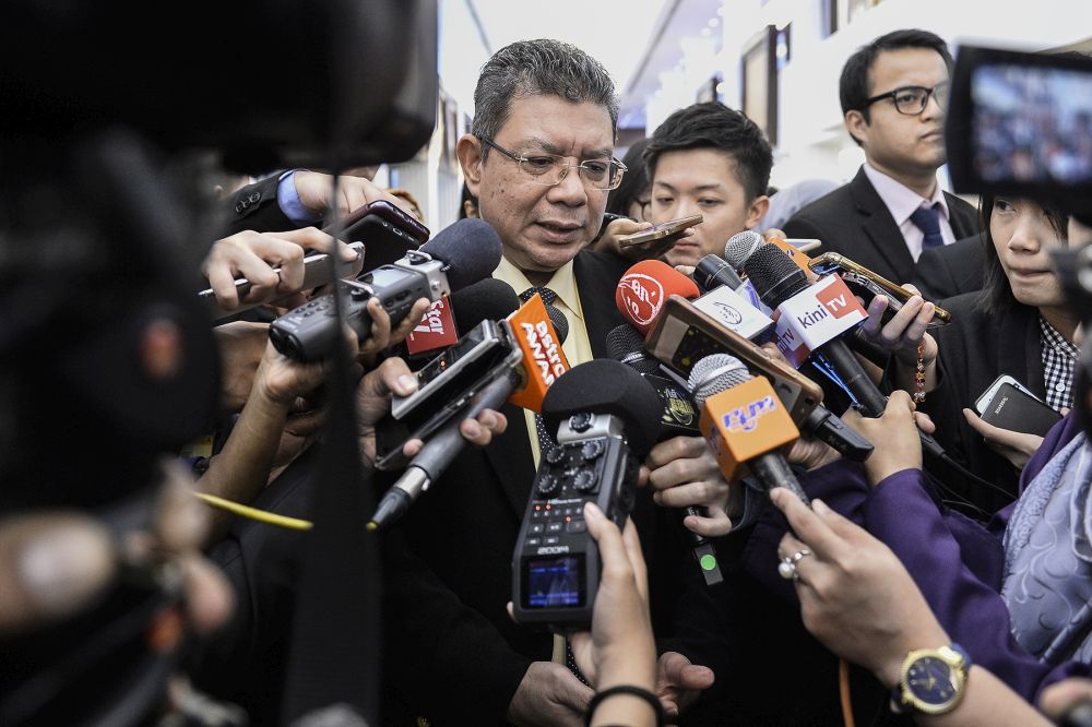 Foreign Affairs Minister Datuk Saifuddin Abdullah speaks to reporters at Parliament October 17, 2019. u00e2u20acu201d Picture by Miera Zulyana