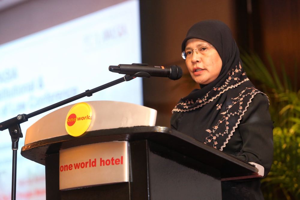 Chief Justice of Malaysia Tan Sri Tengku Maimun Tuan Mat speaks during the regional LawAsia Constitutional and Rule of Law Conference in Petaling Jaya October 5, 2019. u00e2u20acu2022 Picture by Choo Choy May