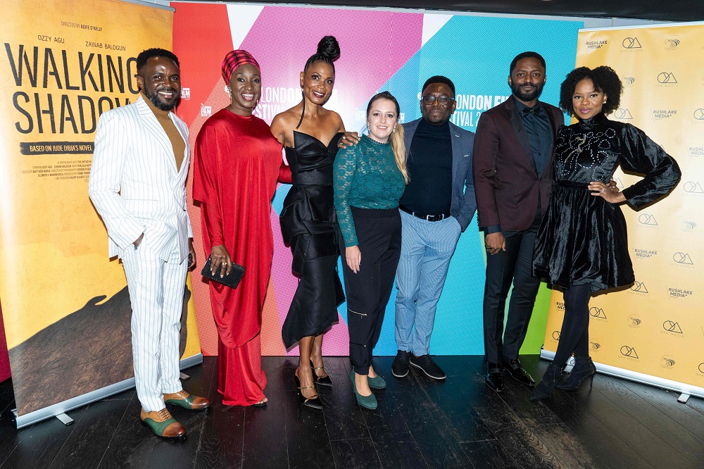 From left: Producer Olumide Femi, actress Funlola A Raimi, producer Funni Iyanda, director Aofie O'kelly, author Jude Dibia, actor Ozzy Agu and actress Zainab Balogun of u00e2u20acu02dcWalking With Shadowsu00e2u20acu2122 at the London Film Festival October 9, 2019. u00e2u20acu201d AFP pic  