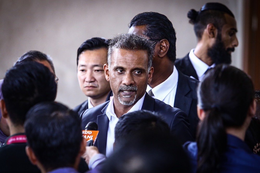 Ramkarpal Singh speaks to reporters at the Kuala Lumpur Courts Complex October 21, 2019. u00e2u20acu201d Picture by Hari Anggara