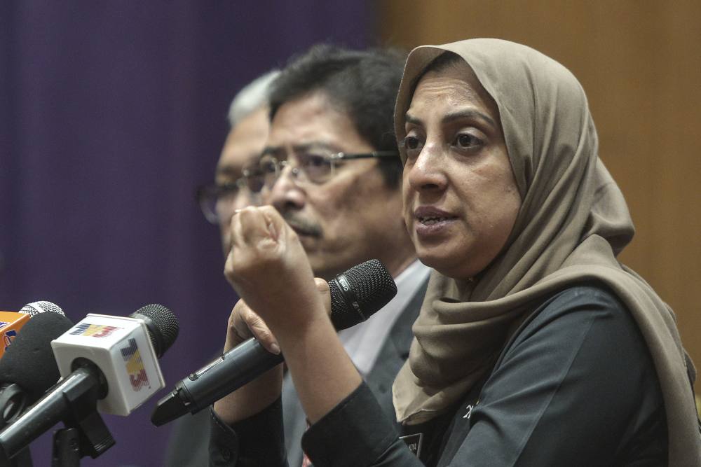 MACC chief commissioner Latheefa Koya speaks during the press conference in Putrajaya, October 18, 2019. ― Picture by Shafwan Zaidon