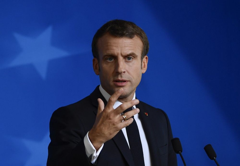 Franceu00e2u20acu2122s President Emmanuel Macron gestures as he addresses media representatives at a press conference during a European Union Summit at European Union Headquarters in Brussels, October 18, 2019. u00e2u20acu201d AFP pic