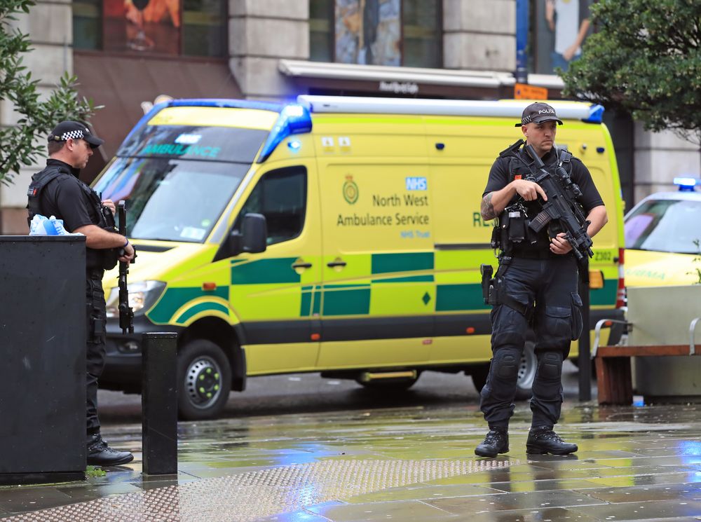 Armed police and ambulances outside the Arndale Centre in Manchester where at least five people have been treated after a stabbing incident, Oct 11, 2019. u00e2u20acu201d Reuters pic