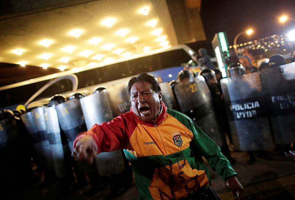 A supporter of Bolivian presidential candidate Carlos Mesa protests in La Paz, Bolivia October 21, 2019. u00e2u20acu201d Reuters pic