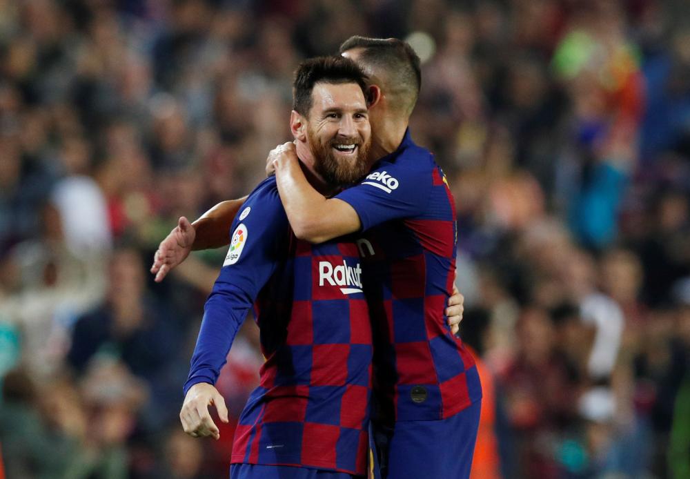 Barcelona's Lionel Messi celebrates after scoring the third goal against Real Valladolid October 30, 2019. u00e2u20acu2022 Reuters pic