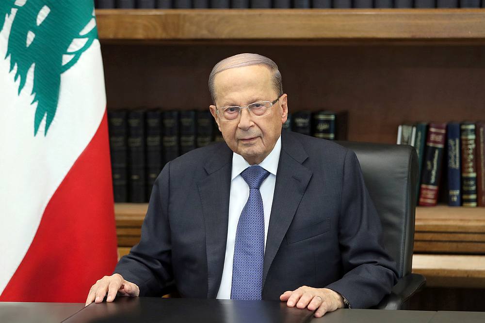 Lebanon's President Michel Aoun addresses the nation at the Baabda palace, Lebanon October 24, 2019. u00e2u20acu201d Dalati Nohra handout via Reuters