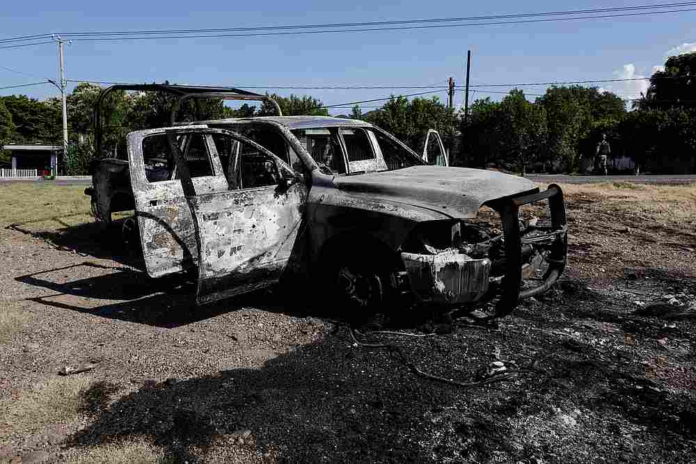The burnt wreckage of a police patrol car after an ambush by suspected cartel on police officers in El Aguaje, in Michoacan state, Mexico October 14, 2019. u00e2u20acu201d Reuters pic