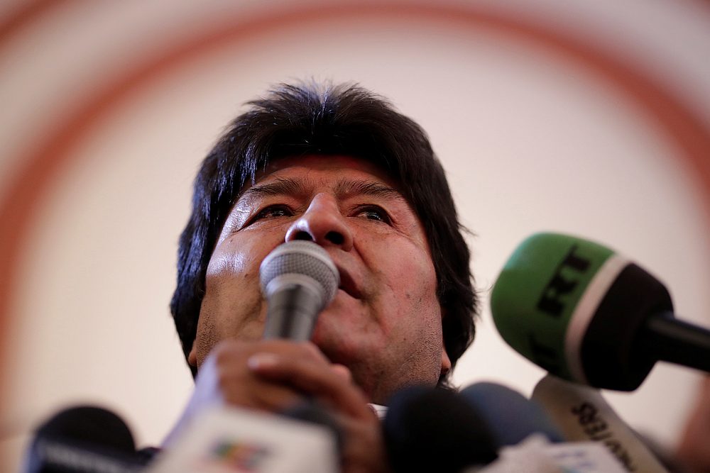 Bolivia's President and presidential candidate Evo Morales of the Movement Toward Socialism (MAS) speaks after the results for the first round of the country's presidential election were announced in La Paz October 20, 2019. u00e2u20acu201d Reuters pic