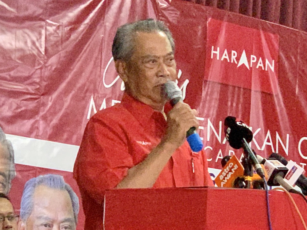 Home Minister Tan Sri Muhyiddin Yassin defended the RM14.7 million allocations for 17 projects in the Tanjung Piai constituency today. u00e2u20acu201d Picture by Ben Tan
