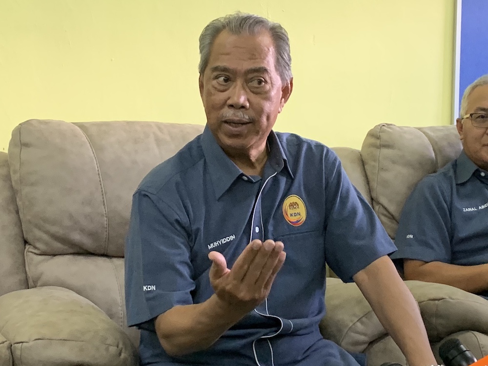 Home Minister Tan Sri Muhyiddin Yassin speaks to reporters in Pontian October 25, 2019. u00e2u20acu201d Picture by Ben Tan