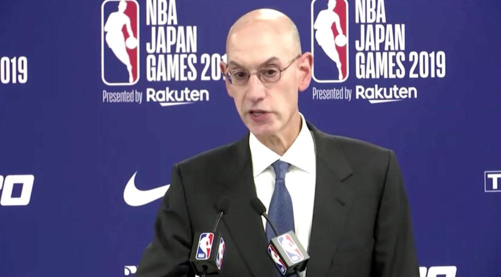 Adam Silver, Commissioner of the NBA, gives a statement during a news conference in Tokyo, Japan October 8, 2019 in this still image taken from a video. u00e2u20acu201d Reuters TV via Reuters