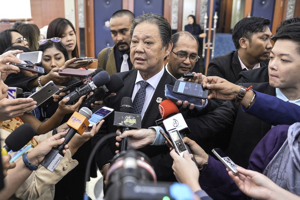 Tourism, Arts and Culture Minister Datuk Mohammadin Ketapi speaks to reporters at Parliament October 17, 2019. u00e2u20acu201d Picture by Miera Zulyana