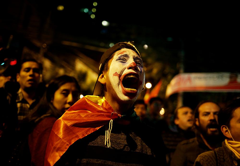 A protester shouts slogan during a demonstration in La Paz, Bolivia October 23, 2019. u00e2u20acu201d Reuters pic