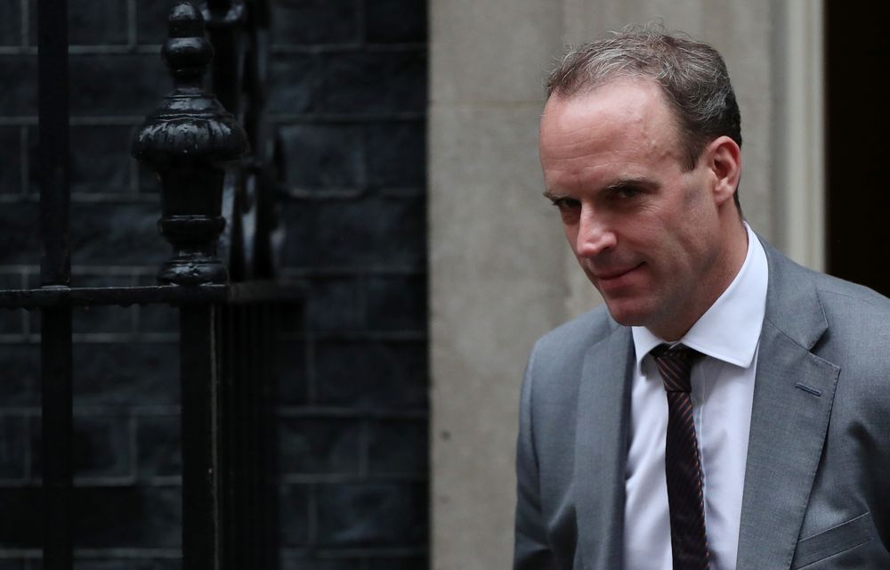 Britainu00e2u20acu2122s Foreign Secretary Dominic Raab is seen outside Downing Street in London, October 24, 2019. u00e2u20acu201d Reuters pic