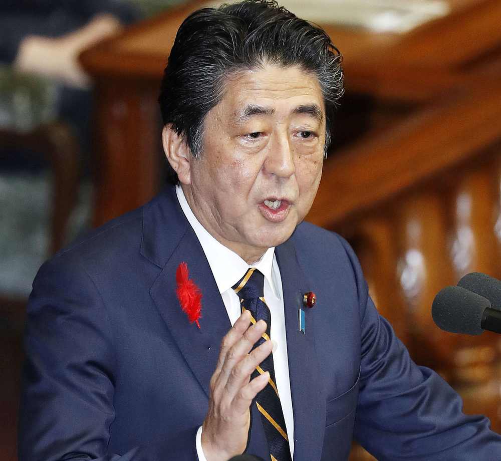 Japanese Prime Minister Shinzo Abe delivers a speech at a parliamentary session in Tokyo October 4, 2019. u00e2u20acu201d Kyodo pic via Reuters