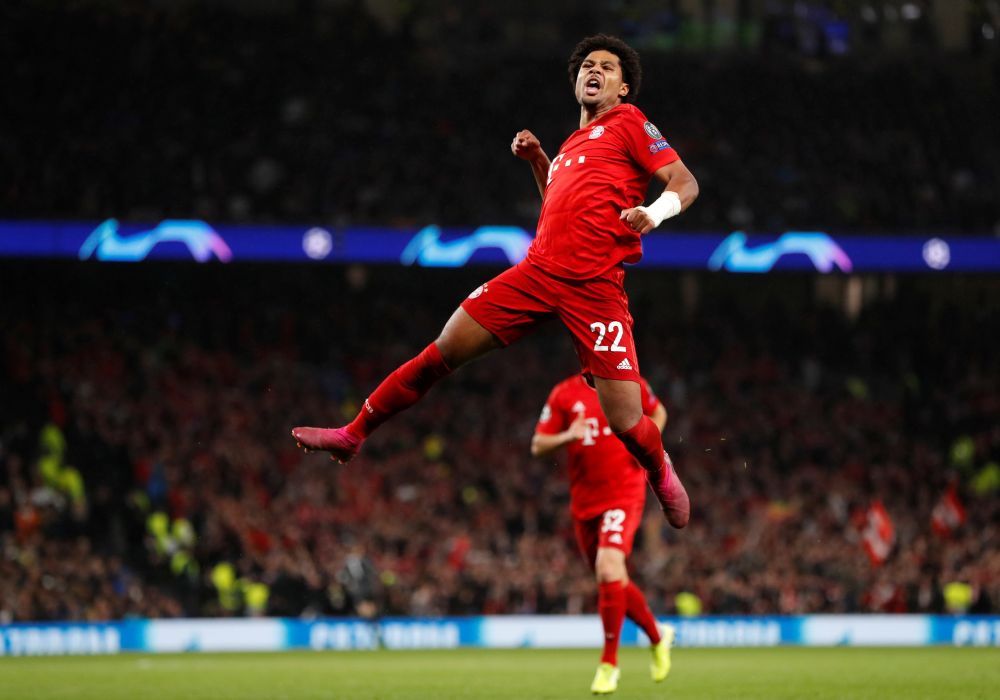 Bayern Munich's Serge Gnabry celebrates scoring their third goal against Tottenham Hotspur. u00e2u20acu201d Reuters pic