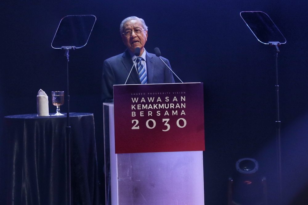 Prime Minister Tun Dr Mahathir Mohamad speaks during the launch of the Shared Prosperity Vision 2030 in Kuala Lumpur October 5, 2019. u00e2u20acu2022 Picture by Ahmad Zamzahuri