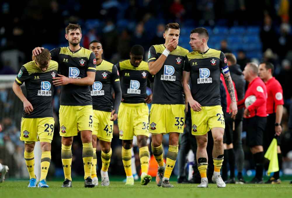 Southampton players look dejected after the match against Manchester City October 30, 2019. u00e2u20acu2022 Reuters pic